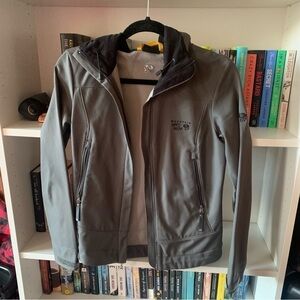 Women's Mountain Hardwear Gray Lightweight Jacket With Hood Size Extra Small